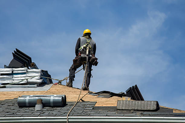 Professional Gutter Installation technician working in Blodgett, OR